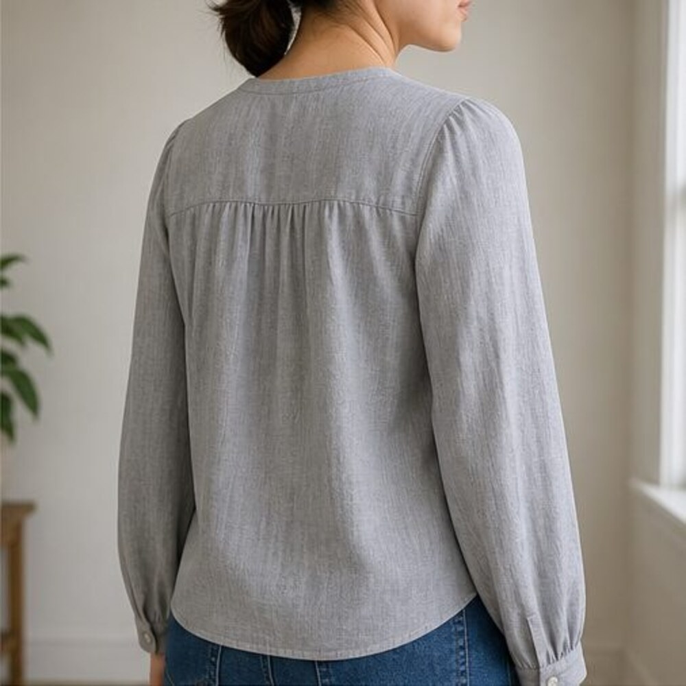 Gray V Neck Top - Picture 3 of 6